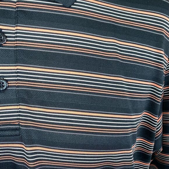 Under armour short sleeve 3 button polo black w/orange white stripes sz XXL men - Picture 3 of 9